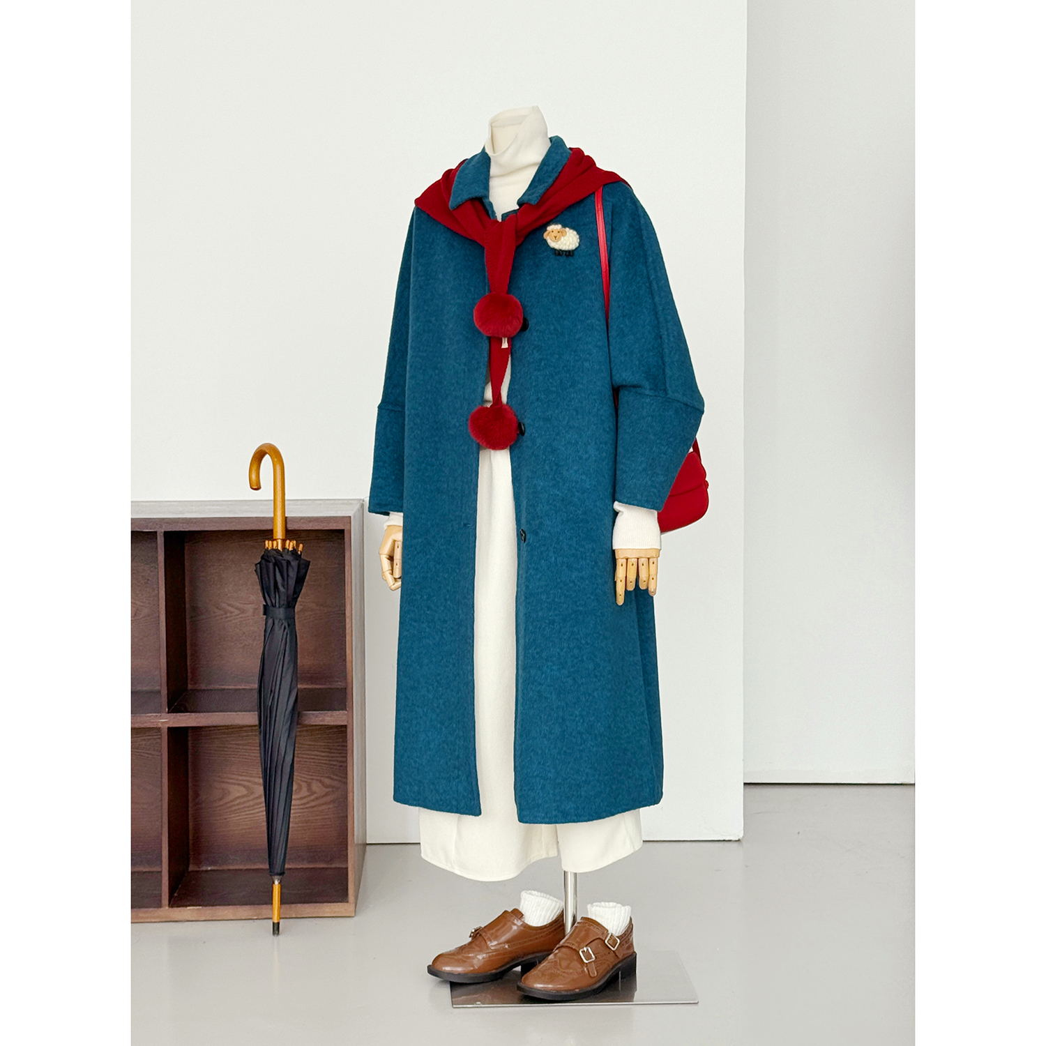 【蓝映观岛】韩系气质时尚款宽松百搭高质羊毛大衣外套HL159