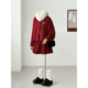 红色无领套装 半裙毛呢大衣女温柔风圣诞节本命年高级感外套HL158
