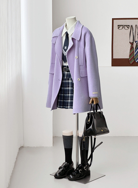 满减【紫藤花语】冬减龄小个子韩系学院甜美羊毛大衣外套HL108-1