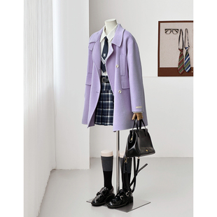 满减【紫藤花语】冬减龄小个子韩系学院甜美羊毛大衣外套HL108-1
