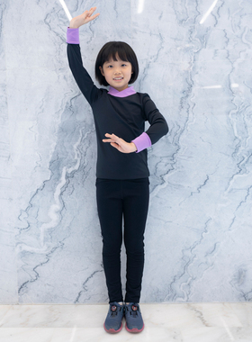 【特价】花样滑冰服儿童训练运动服icediva彩色拼色紧身长袖上衣