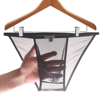 男士走光内裤男全透明迷你三角裤中腰性感网纱高叉细边超薄顺滑