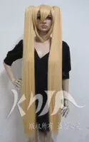 Tóc dài thẳng 120CM tóc đuôi ngựa kép giả tóc cosplay hatune tương lai MIKU nhiệt độ cao lụa vàng vàng đặc biệt tóc giả - Cosplay nami cosplay