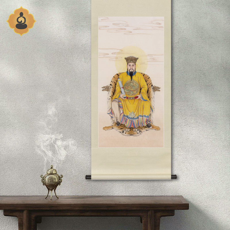 工笔人物画像神医保生大帝大道吴夲真人玄关书房新中式卷轴挂画框
