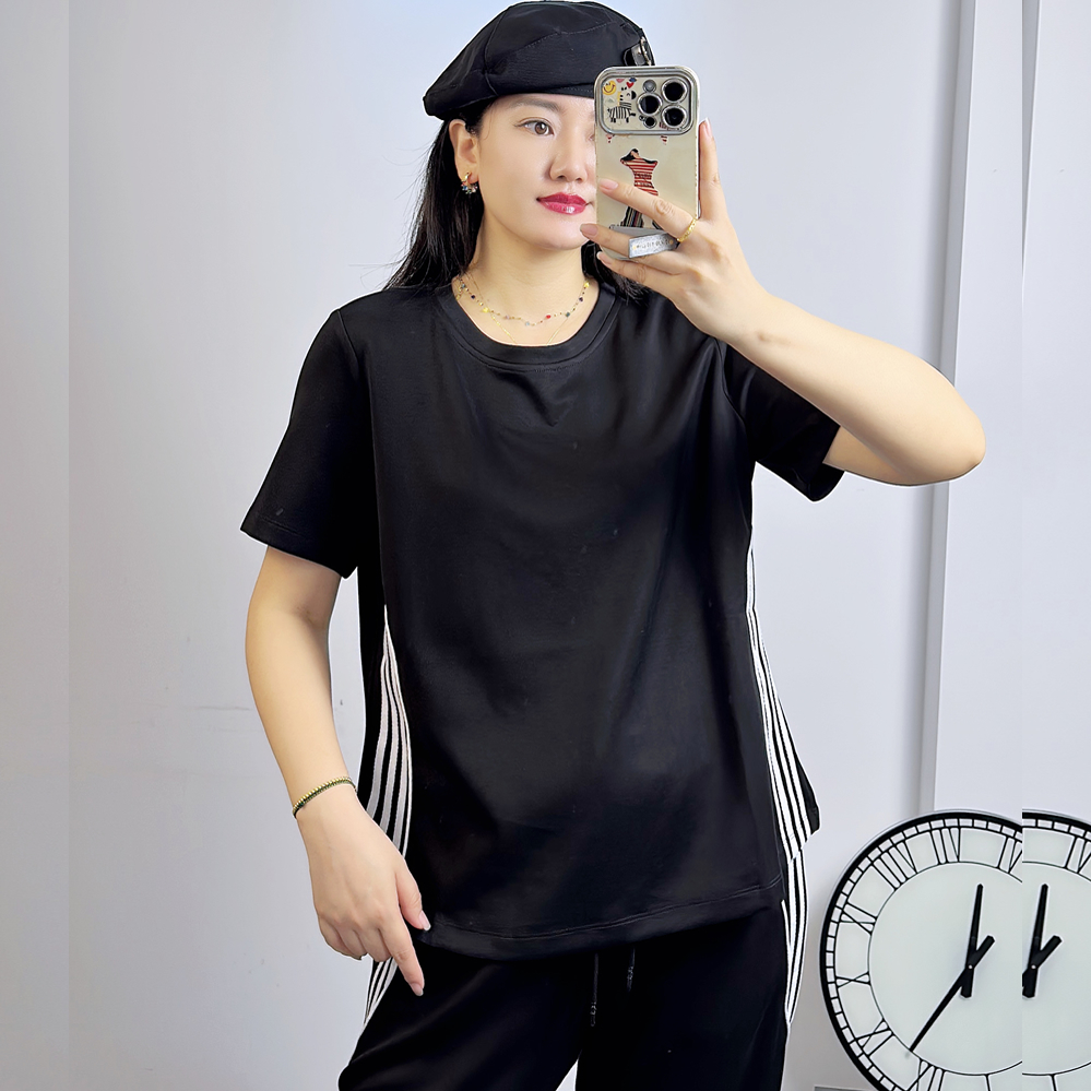 宜语析5505秋加大码短袖卫衣女T