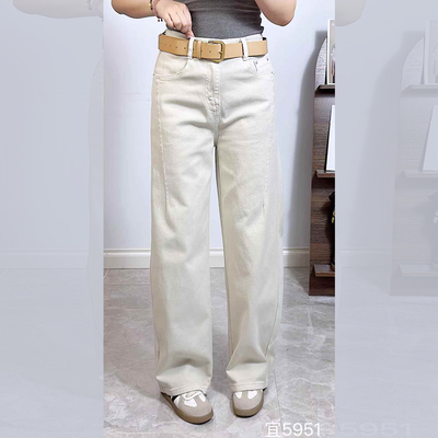 宜语析5951春加大码直筒牛仔裤女