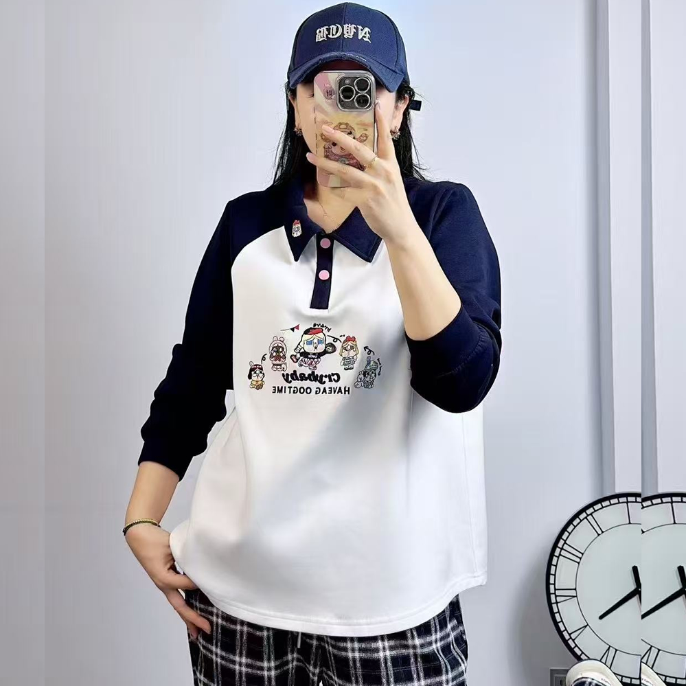 米莱奇5829秋加大码卫衣女POLO衫