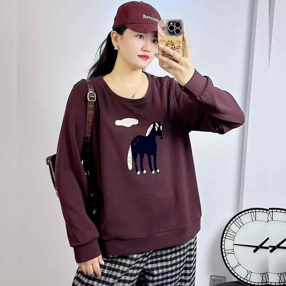 米莱奇5955冬加大码磨毛卫衣女