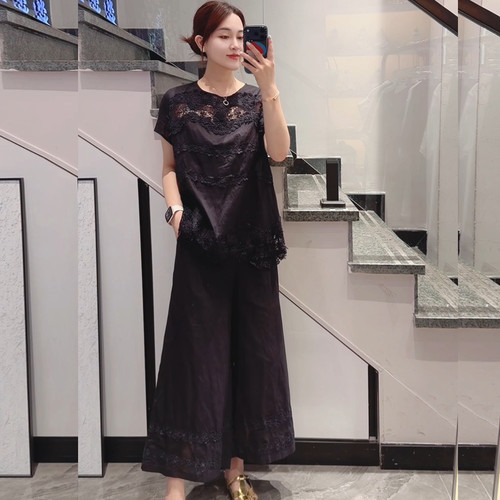 宜语析6253夏加大码洋气套装女