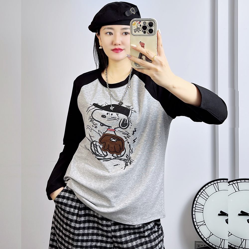 UP3196冬加大码磨毛卫衣女 200斤胖妹mm纯棉减龄撞色长袖打底衫厚