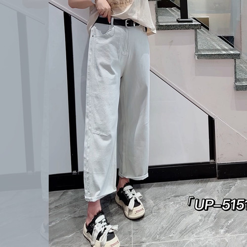 UP5151夏加大码牛仔裤女八分阔腿
