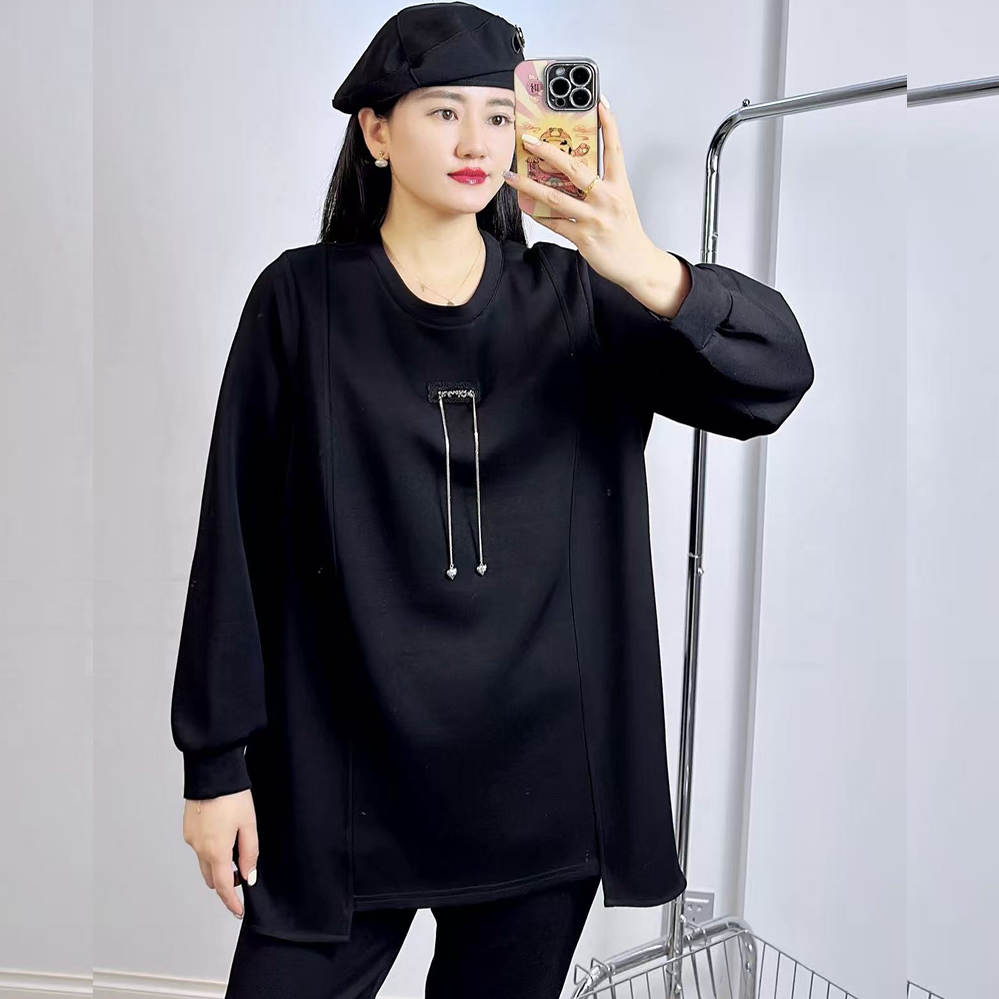 香港芸卉25283冬季加大码卫衣女 210斤胖妹mm显瘦空气棉长袖大衫