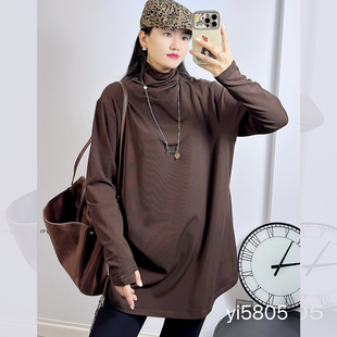 中长打底衫 200斤胖mm纯棉堆领长袖 磨毛卫衣女 宜语析5805冬加大码