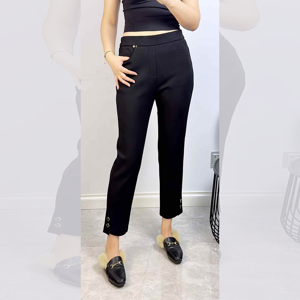 颖焱2876冬大码加绒烟管裤女九分