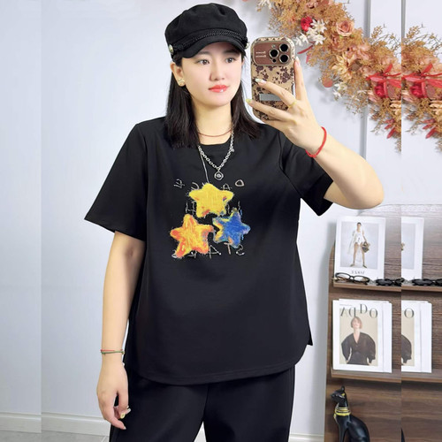 米莱奇6823秋加大码短袖卫衣女