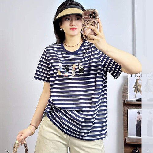 米莱奇66102夏季加大码短袖T恤女