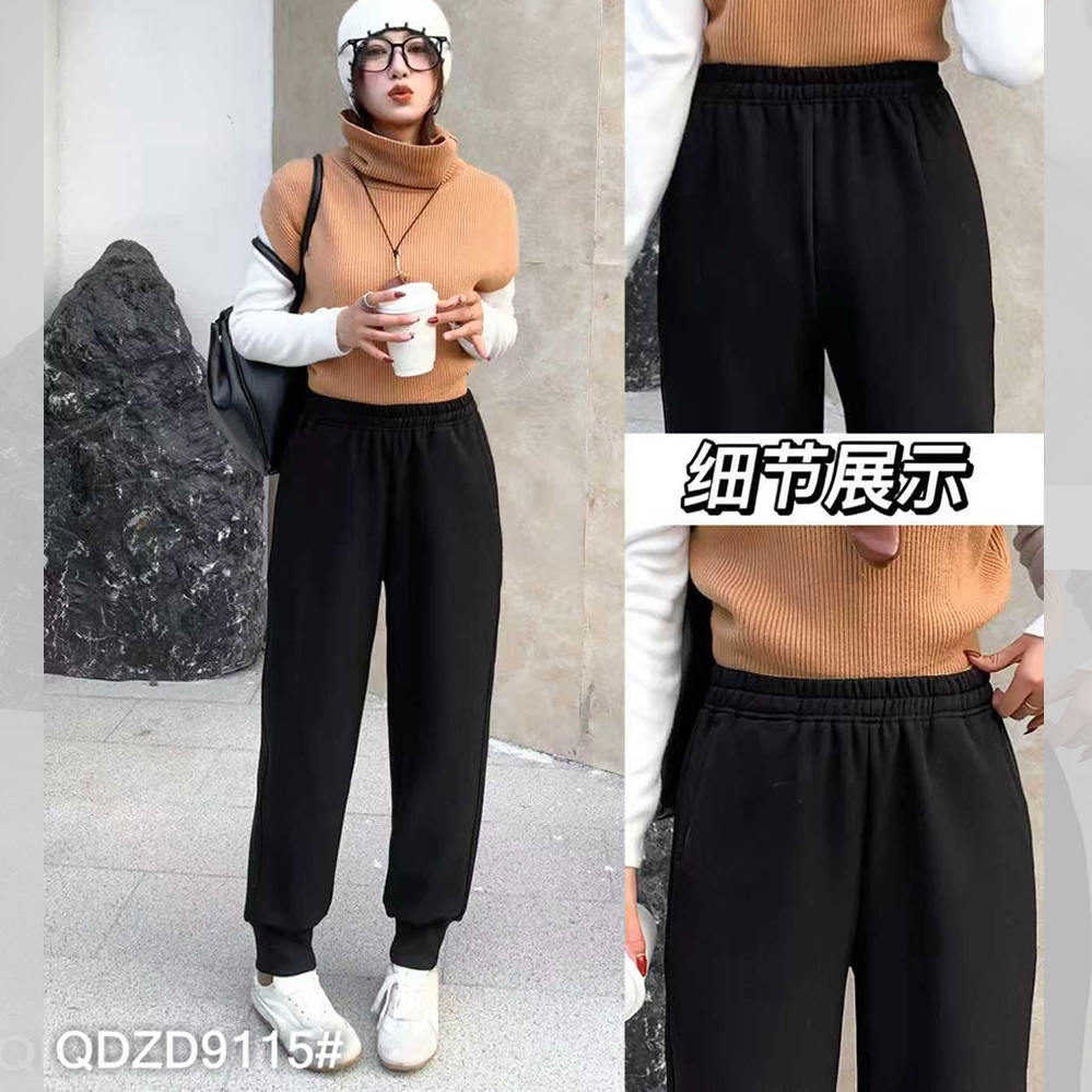 起点终点9115冬大码加绒卫裤女