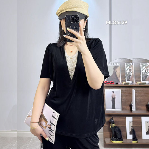 米莱奇6639夏加大码短袖T恤女胖m