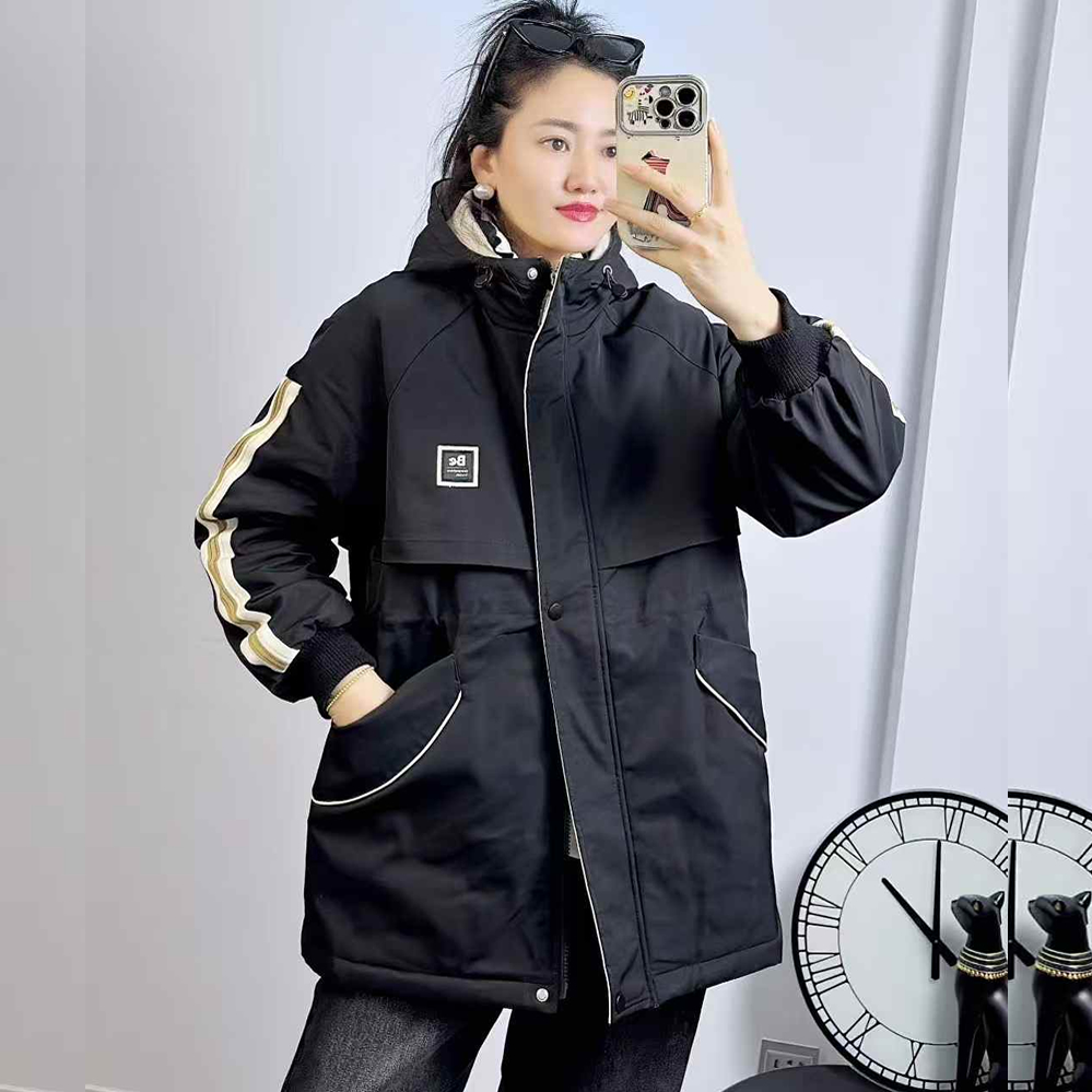 米莱奇5909冬加大码夹棉冲锋衣女