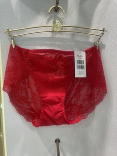 曼家秋冬女中低腰性感蕾丝透气大红本命年无痕内裤 20612239