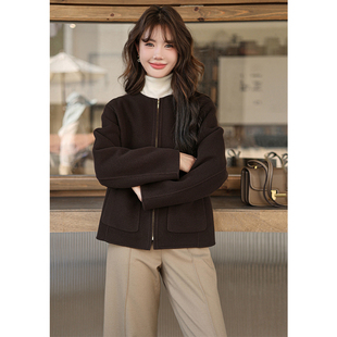 胖mm大码女装23qu羊毛呢子短款大衣女秋冬法式小香风外套