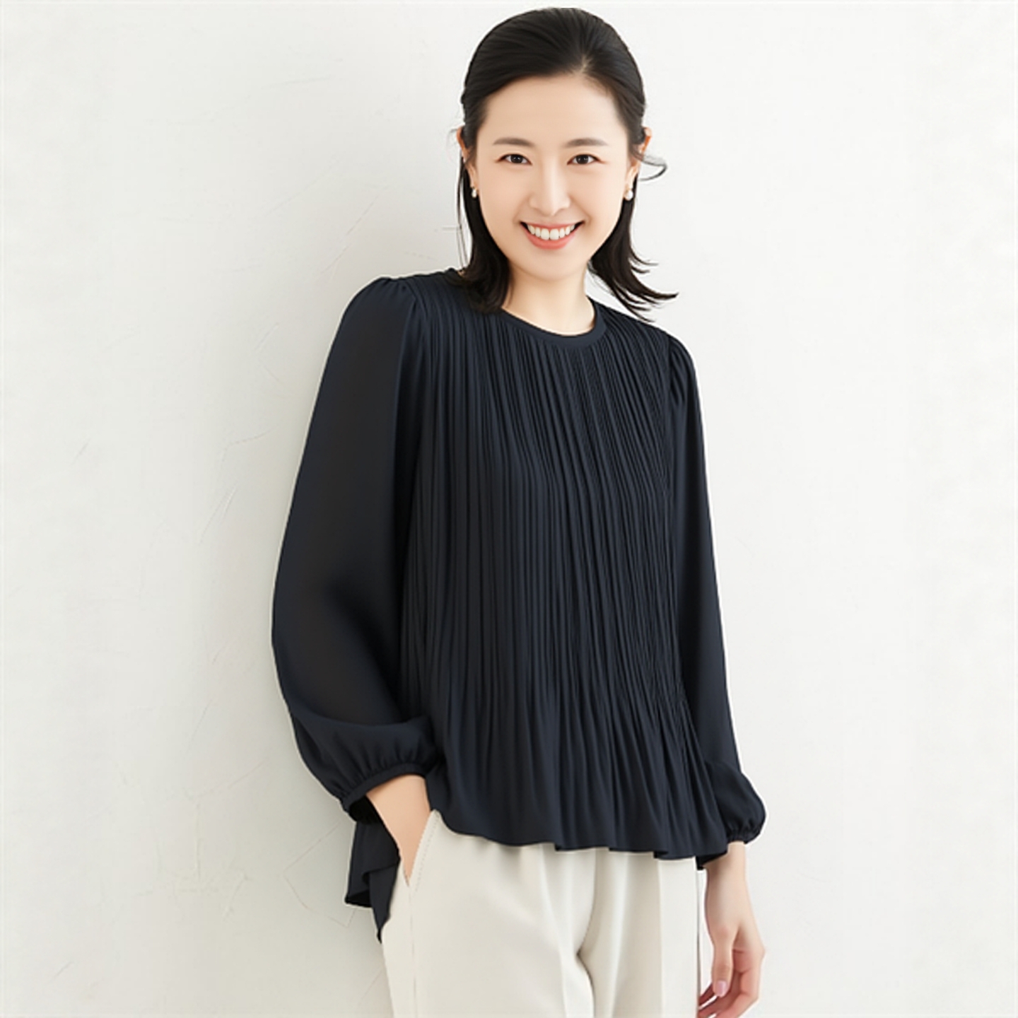 法式气质雪纺长袖衬衫设计感小众宽松褶皱内搭上衣女2025秋冬新款