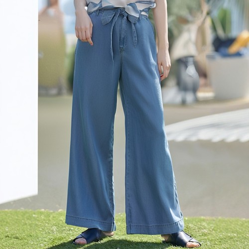 冰丝宽松直筒裤天丝牛仔裤女薄款夏天巨好看凉快舒服的裤子