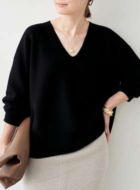 23qu白色深V领针织打底上衣强缩羊毛衫100纯羊毛衣内搭女冬季新款