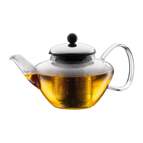 Bodum-波顿 CLASSIC 透明玻璃 带不锈钢滤茶器/壶盖 压渗式茶壶