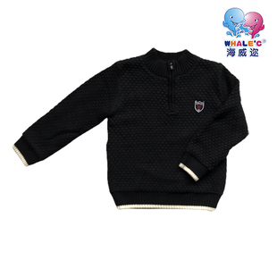 海威迩童装2024秋冬新品男童中大童双层加厚加绒半拉链毛衣207553