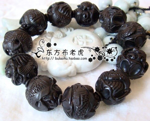 包邮创意礼品生日礼物时尚手工雕刻黑桃木手链男女手串鱼戏莲花,饰品/流行首饰/时尚饰品新,手链,淘宝优惠券,粉丝福利购,淘宝优惠卷