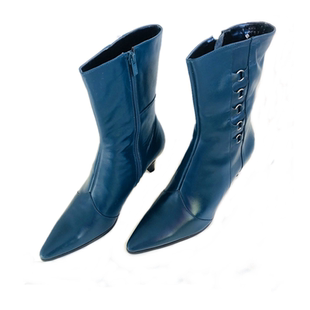 百搭 里外全皮优雅高端时尚 复古vintage女鞋 尖头中筒单靴2019秋季