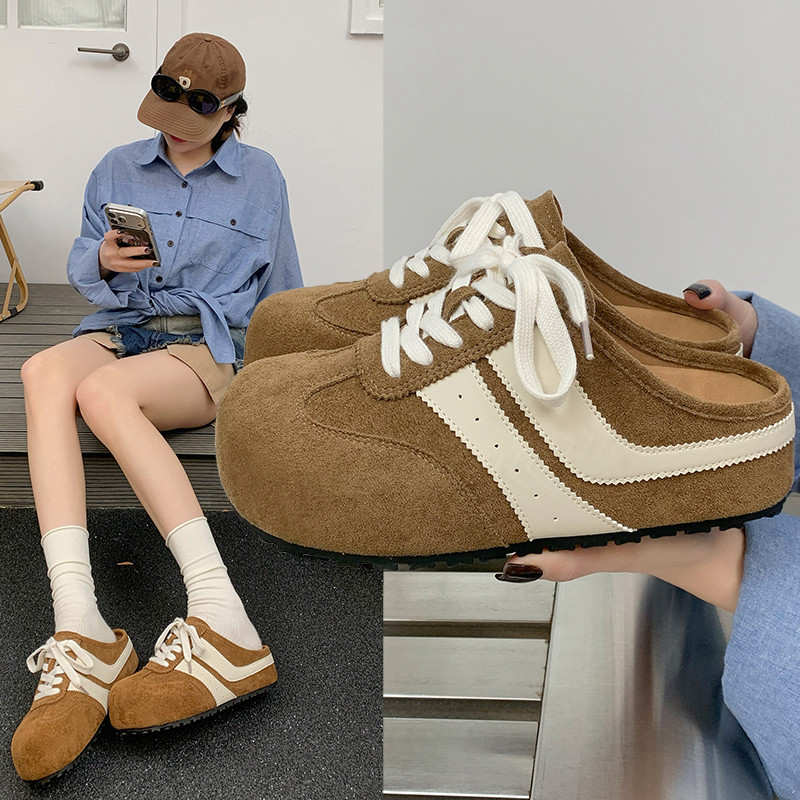 复古内增高德训半拖鞋女外穿2026春新款厚底懒人鞋无后跟休闲板鞋,女鞋,包头拖,淘宝优惠券,粉丝福利购,淘宝优惠卷