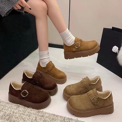 冬季新款厚底加绒全包勃肯鞋女鞋