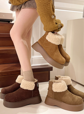 增高厚底雪地靴女2025冬季新款小个子加厚保暖棉鞋加绒勃肯鞋短靴