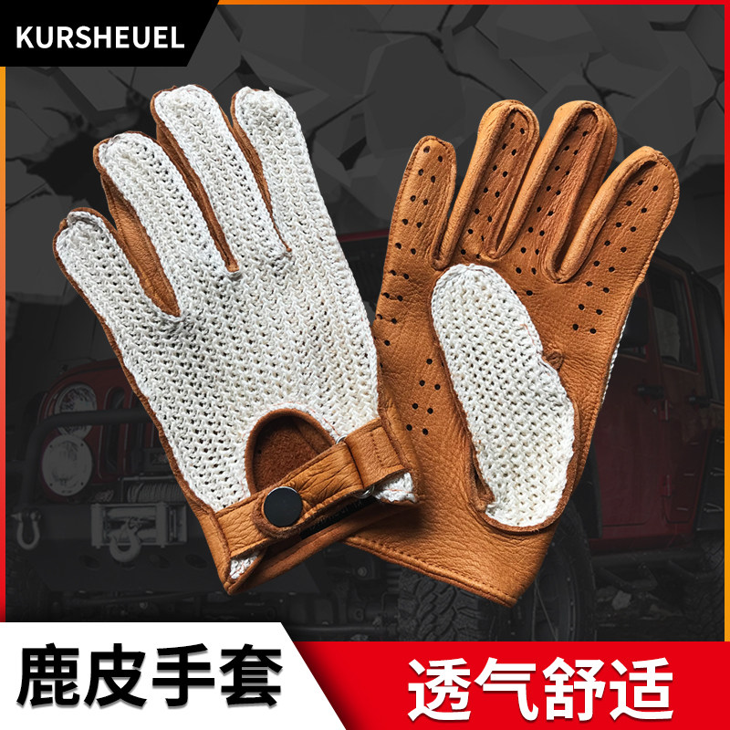 哈雷复古摩托车鹿皮手套夏季透气罗马尼亚男女飞行员驾驶运动手套