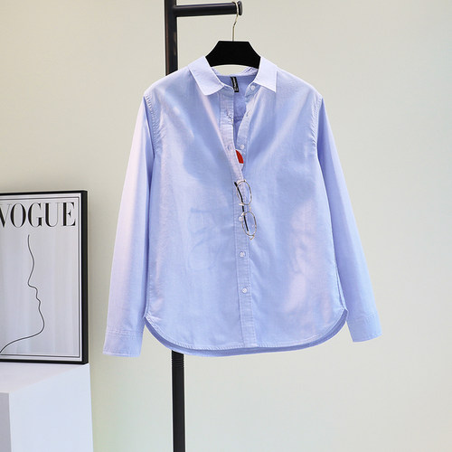 牛津纺棉基础款长袖衬衫女2025