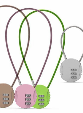 软钢丝挂锁密码锁电动车筐篮柜子门婴儿车小锁头盔防盗软长绳锁头