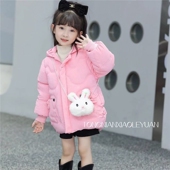 女童冬季 加绒加厚可爱小兔子连帽宝宝棉衣外套中小童 棉服2026新款