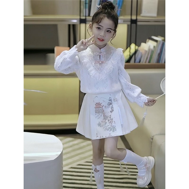马面裙女童2025新款儿童春秋款新中式国风套装女大童春款童装汉服