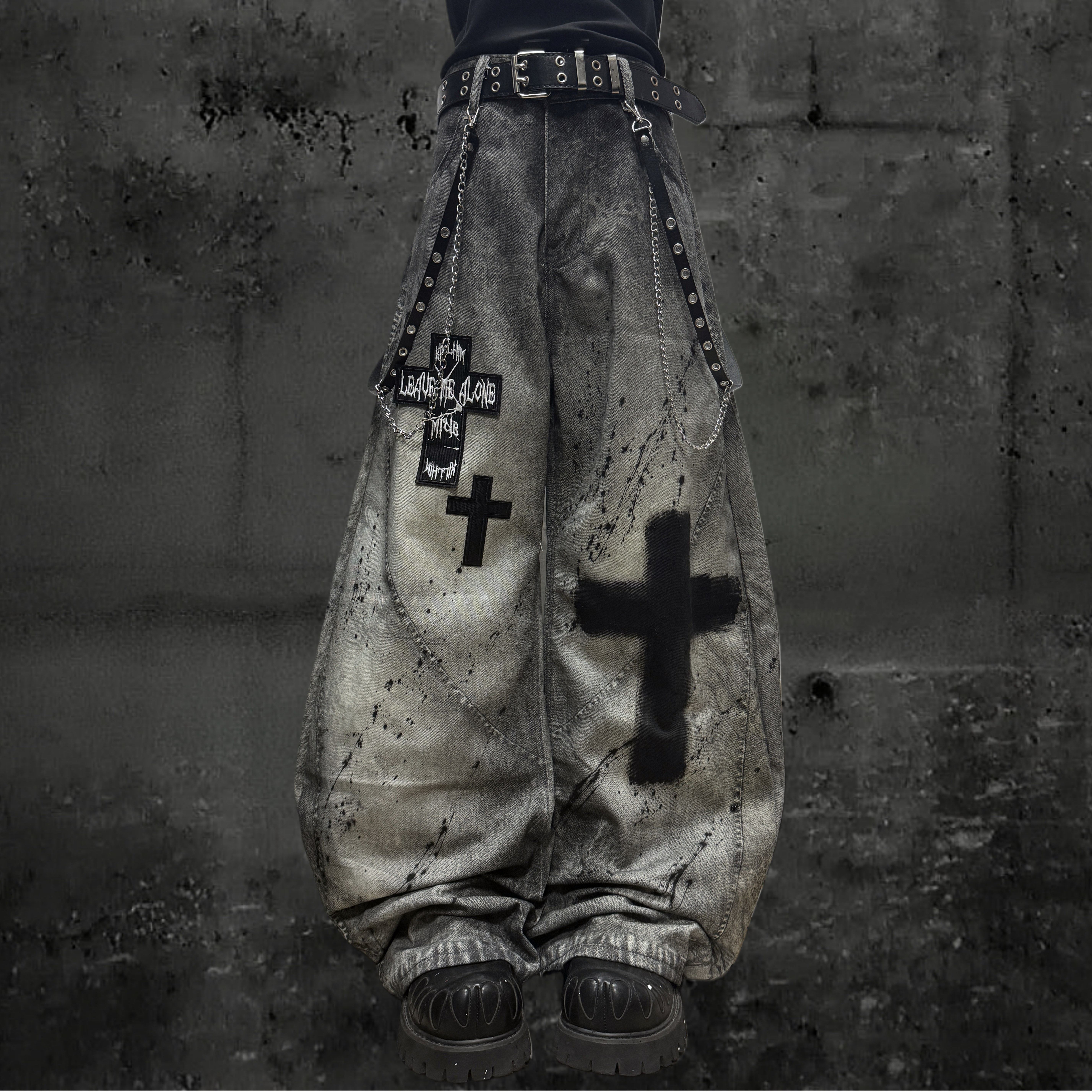 Miub美式复古废土风做旧泼墨阔腿裤秋先锋Y2K朋克贴布宽松休闲裤,女装/女士精品,休闲裤,淘宝优惠券,粉丝福利购,淘宝优惠卷