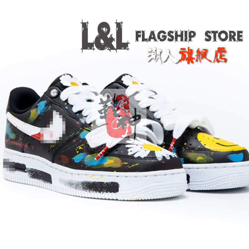 [含鞋]ll潮人创意手绘空军涂鸦定制af1漫画diy黑白小权志龙彩绘