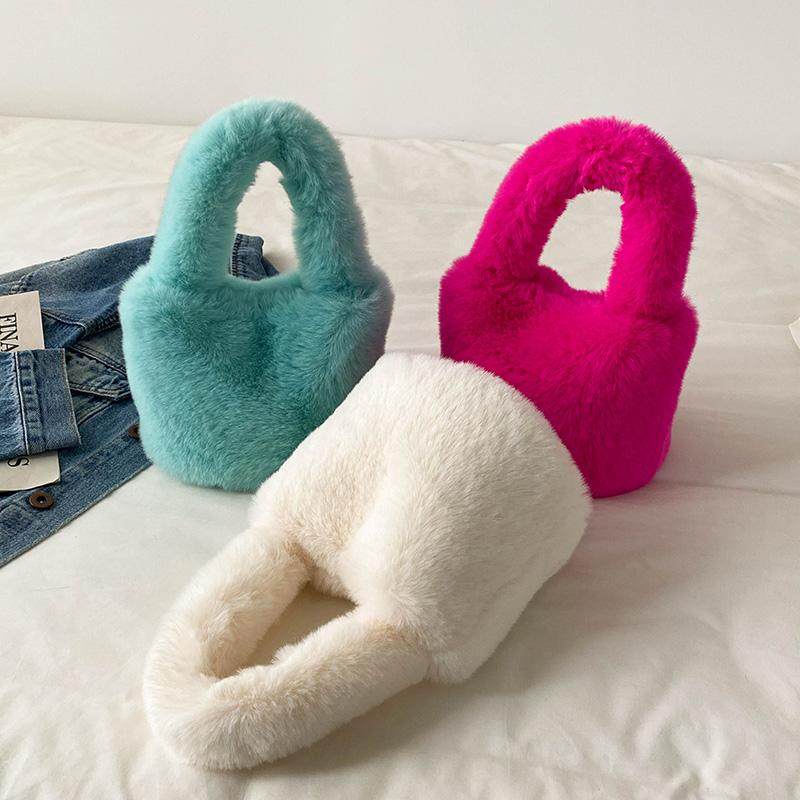 高级感2024秋冬新款毛绒水桶包玫红色毛毛包女手提包好质量女潮包,箱包皮具/热销女包/男包,水桶包,淘宝优惠券,粉丝福利购,淘宝优惠卷