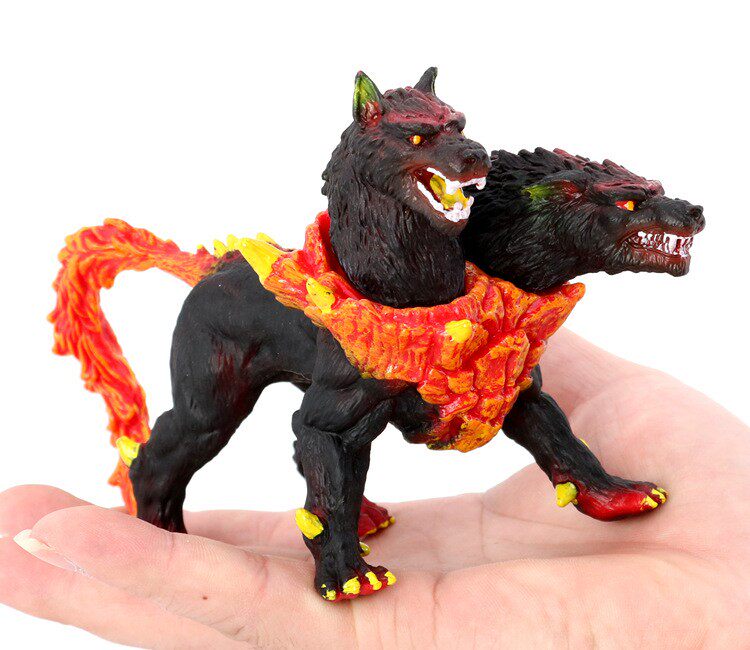 3cm双头地狱犬模型 魔幻仿真动物模型儿童玩具摆件