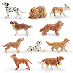 仿真宠物狗狗模型斑点狗圣伯纳犬带项圈博美斗牛犬鹿犬摆件