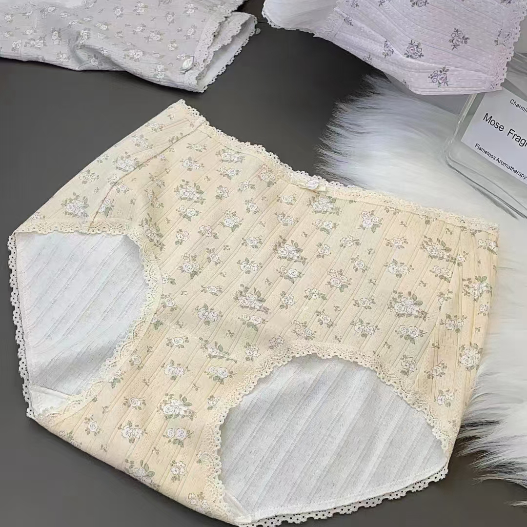 春秋新款女士纯棉内裤提花5286