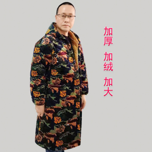 秋冬棉服罩衣男女加绒加厚加棉加长成人围裙长袖 棉 工作服迷彩大码