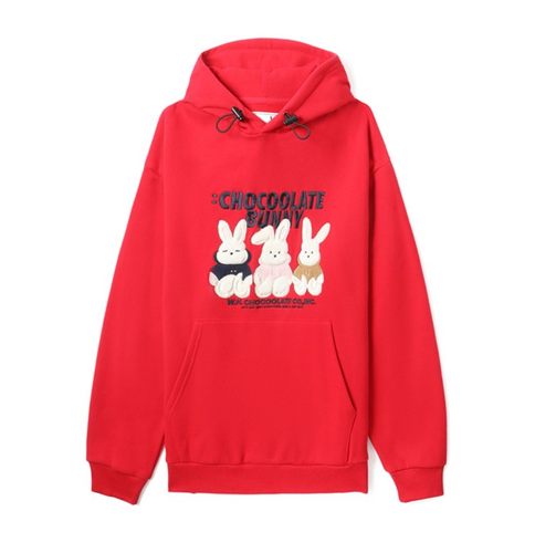 : CHOCOOLATE兔兔连帽加绒卫衣2024冬季新品个性兔子卫衣3582