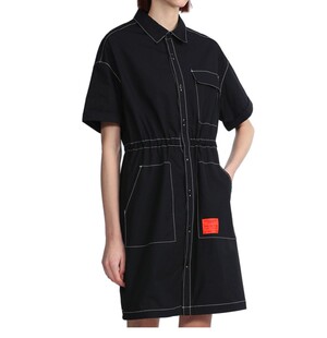 : CHOCOOLATE女装短袖连衣裙2022春季新品文艺直排扣短裙2594X