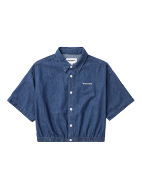 CHOCOOLATE女装牛仔短袖衬衫2025夏季新款青春时尚短上衣8664